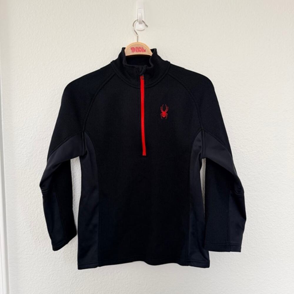 Spyder Boundless 1/4 Zip Black Pullover with Red Logo‎ Athletic Men's Medium